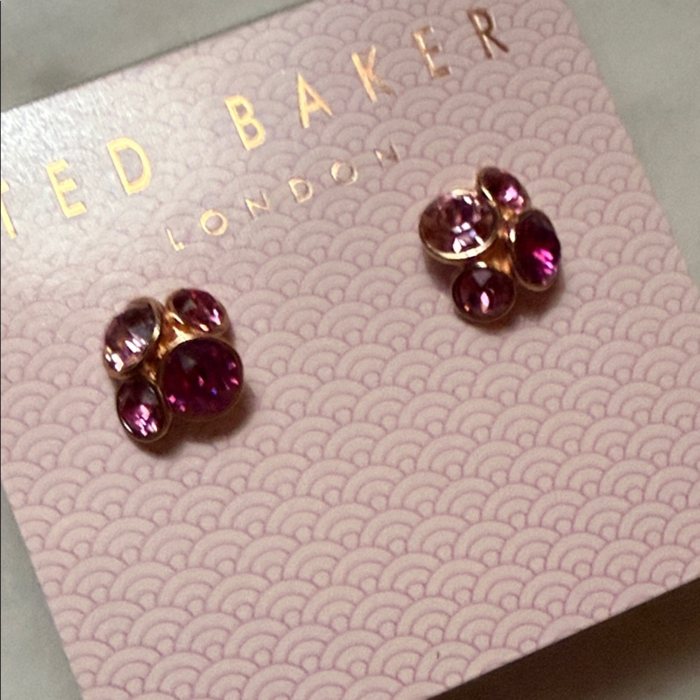 Ted Baker fuchsia and Gold Cluster Earrings